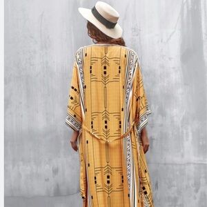 Orange Aztec Patterned Women's Robe with belt